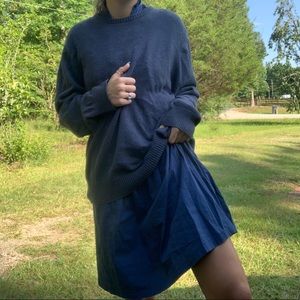 blue knee length dress